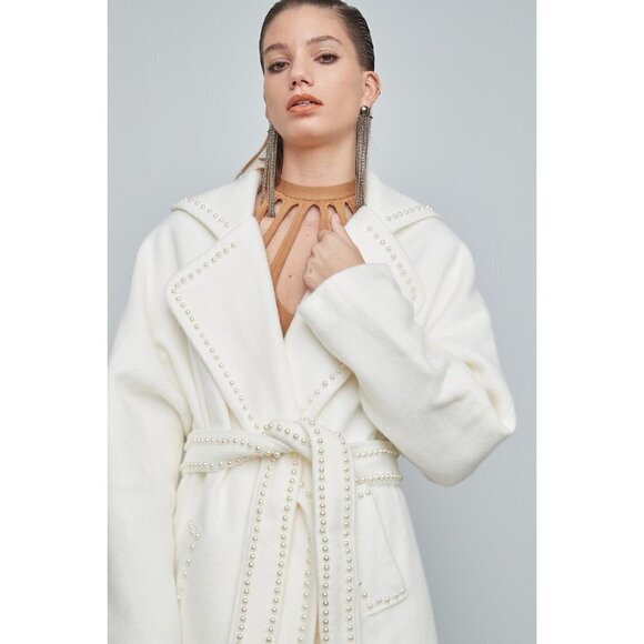 Atoir Addicted To Love Pearl Coat in Cloud Large New Womens Trench Jacket - Picture 11 of 16